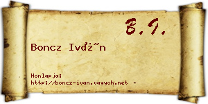 Boncz Iván névjegykártya